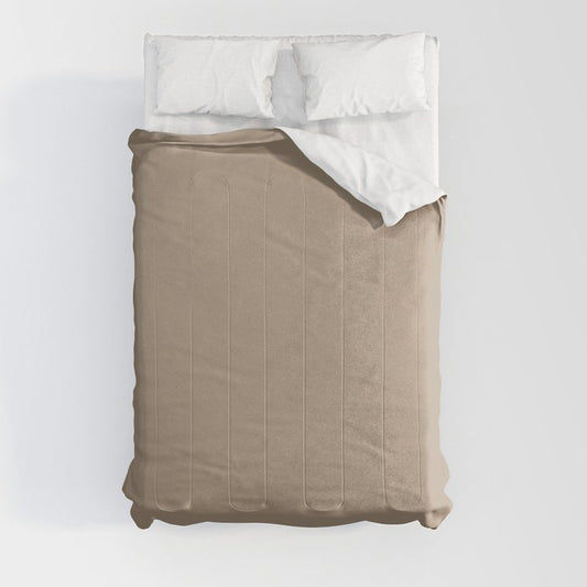 Neutral Mid-tone Beige Solid Color Pairs PPG Weathered Wood PPG1077-4 - All One Single Shade Colour Comforter