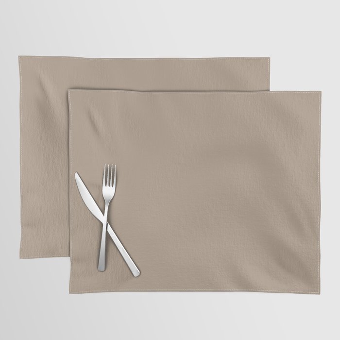 Neutral Mid-tone Beige Solid Color Pairs PPG Weathered Wood PPG1077-4 - All One Single Shade Colour Placemat