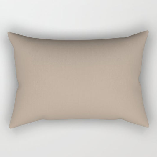 Neutral Mid-tone Beige Solid Color Pairs PPG Weathered Wood PPG1077-4 - All One Single Shade Colour Rectangular Pillow