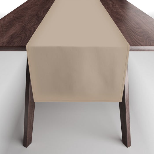 Neutral Mid-tone Beige Solid Color Pairs PPG Weathered Wood PPG1077-4 - All One Single Shade Colour Table Runner