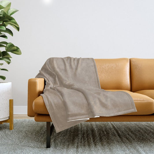 Neutral Mid-tone Beige Solid Color Pairs PPG Weathered Wood PPG1077-4 - All One Single Shade Colour Throw Blanket