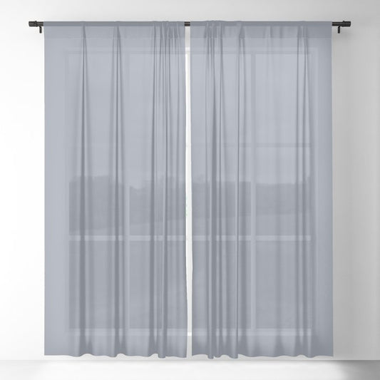 Neutral Mid-tone Concord Blue-Purple Solid Color PPG Prophetic Sea PPG1042-5 - All One Single Shade Sheer Curtain