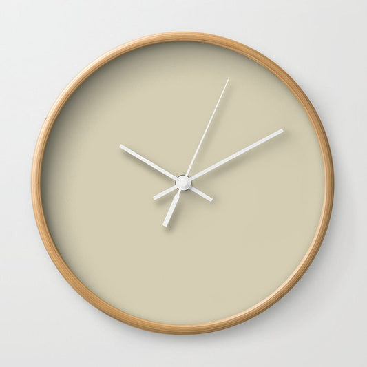 Neutral Tan Solid Color Pairs 2023 Trending Hue Dunn-Edwards Ecru Wealth DET635 - Liberated Nomads Collection Wall Clock