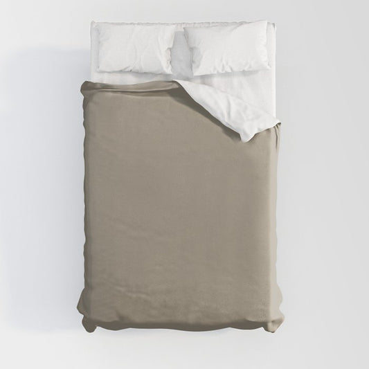 Neutral Warm Mid-tone Cream Taupe Solid Color PPG Stonehenge Greige PPG1024-5 - All One Single Shade Duvet Cover