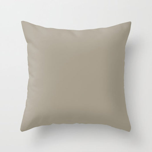 Neutral Warm Mid-tone Cream Taupe Solid Color PPG Stonehenge Greige PPG1024-5 - All One Single Shade Throw Pillow
