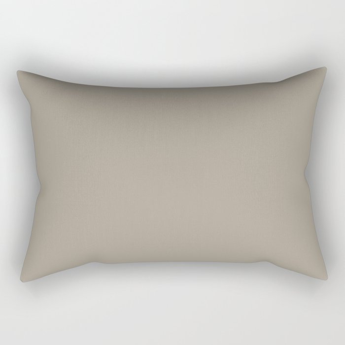 Neutral Warm Mid-tone Cream Taupe Solid Color PPG Stonehenge Greige PPG1024-5 - All One Single Shade Rectangular Pillow