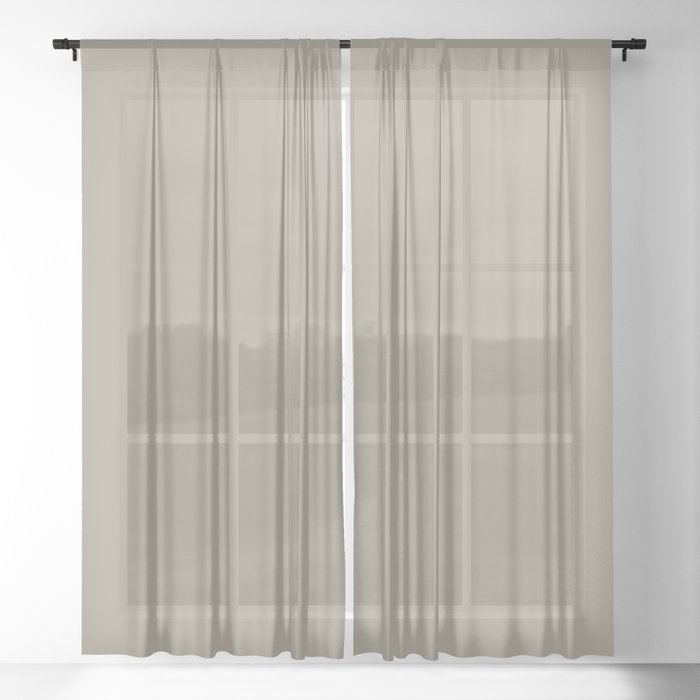 Neutral Warm Mid-tone Cream Taupe Solid Color PPG Stonehenge Greige PPG1024-5 - All One Single Shade Sheer Curtain
