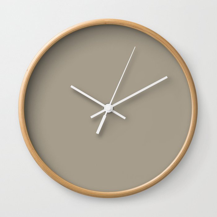 Neutral Warm Mid-tone Cream Taupe Solid Color PPG Stonehenge Greige PPG1024-5 - All One Single Shade Wall Clock