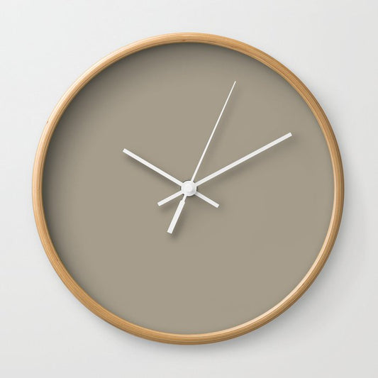 Neutral Warm Mid-tone Cream Taupe Solid Color PPG Stonehenge Greige PPG1024-5 - All One Single Shade Wall Clock