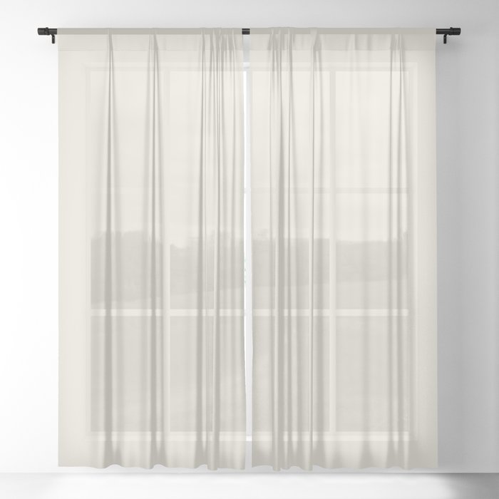 Off White Cream Linen Solid Color Pairs PPG Blank Canvas PPG1085-1 - All One Single Shade Hue Colour Sheer Curtain