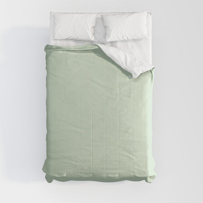 Pale Pastel Green Solid Color Pairs 2023 Trending Hue Dunn-Edwards Soft Moss DE5610 - Live in Joy Collection Comforter