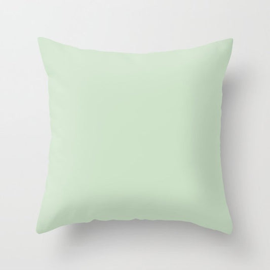 Pale Pastel Green Solid Color Pairs 2023 Trending Hue Dunn-Edwards Soft Moss DE5610 - Live in Joy Collection Throw Pillow