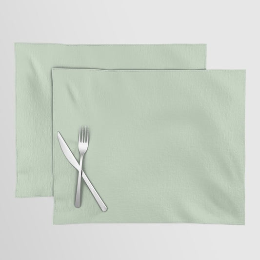 Pale Pastel Green Solid Color Pairs 2023 Trending Hue Dunn-Edwards Soft Moss DE5610 - Live in Joy Collection Placemat Sets