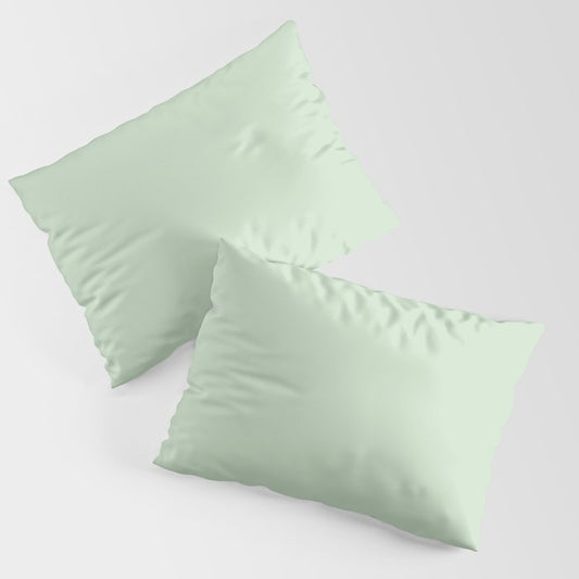 Pale Pastel Green Solid Color Pairs 2023 Trending Hue Dunn-Edwards Soft Moss DE5610 - Live in Joy Collection Pillow Sham Sets
