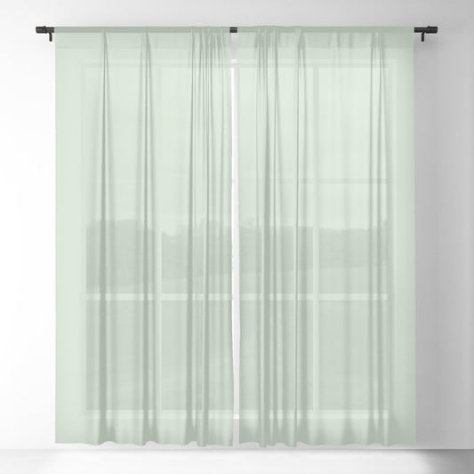Pale Pastel Green Solid Color Pairs 2023 Trending Hue Dunn-Edwards Soft Moss DE5610 - Live in Joy Collection Sheer Curtains