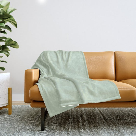 Pale Pastel Green Solid Color Pairs 2023 Trending Hue Dunn-Edwards Soft Moss DE5610 - Live in Joy Collection Throw Blanket