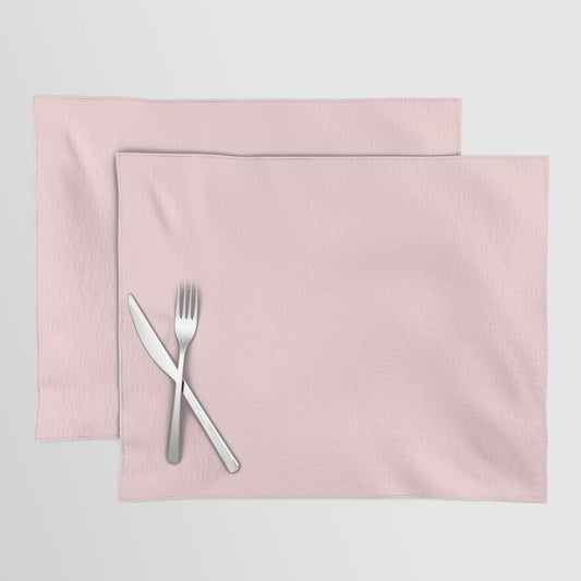 Pale Pastel Pink Solid Color Pairs 2023 Trending Hue Dunn-Edwards Strawberry Blonde DE5107 - Live in Joy Collection Placemat Sets