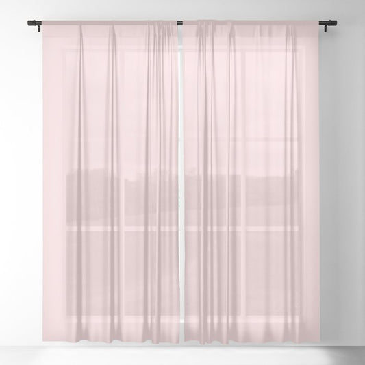 Pale Pastel Pink Solid Color Pairs 2023 Trending Hue Dunn-Edwards Strawberry Blonde DE5107 - Live in Joy Collection Sheer Curtains