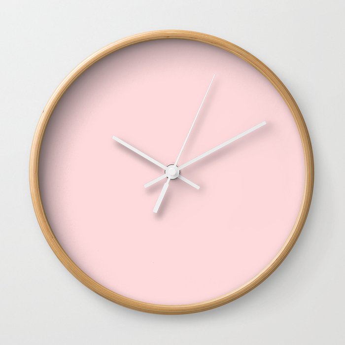 Pale Pastel Pink Solid Color Pairs 2023 Trending Hue Dunn-Edwards Strawberry Blonde DE5107 - Live in Joy Collection Wall Clock