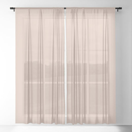 Pale Peachy Pink-Orange Solid Color Pairs PPG Champagne Wishes PPG1071-3 - All One Single Shade Hue Sheer Curtain