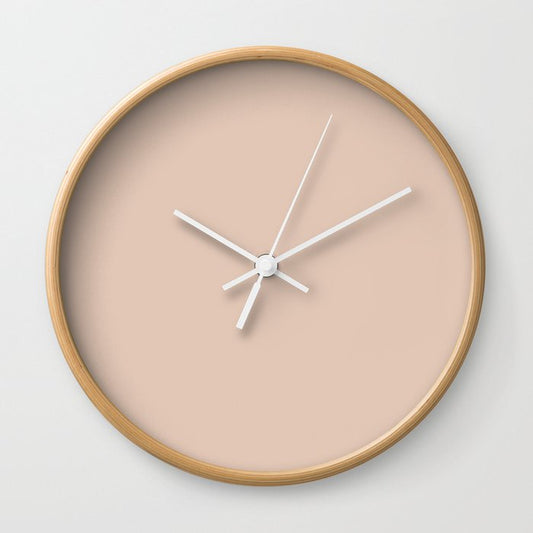 Pale Peachy Pink-Orange Solid Color Pairs PPG Champagne Wishes PPG1071-3 - All One Single Shade Hue Wall Clock