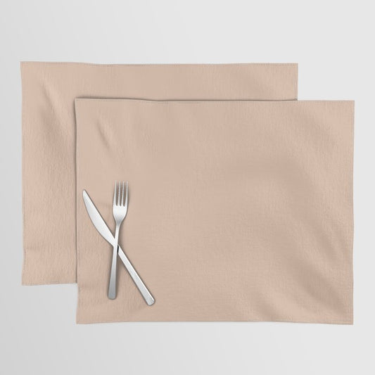 Pastel Apricot Solid Color Pairs PPG Beach Vibes PPG1070-3 - All One Single Shade Hue Colour Placemat