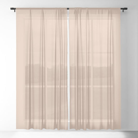 Pastel Apricot Solid Color Pairs PPG Beach Vibes PPG1070-3 - All One Single Shade Hue Colour Sheer Curtain