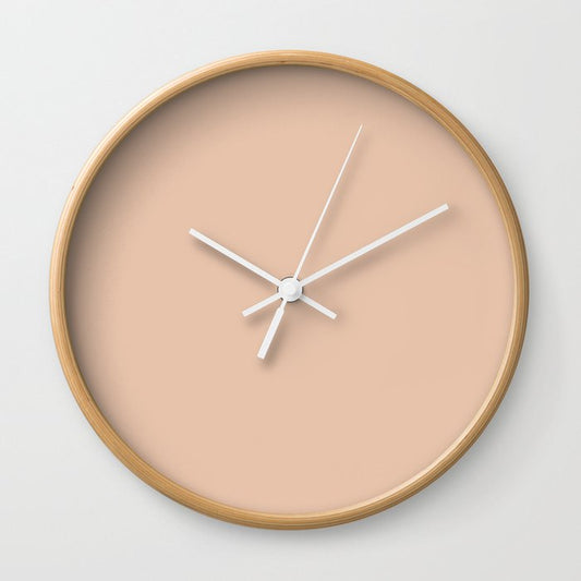 Pastel Apricot Solid Color Pairs PPG Beach Vibes PPG1070-3 - All One Single Shade Hue Colour Wall Clock