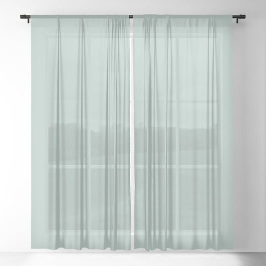 Pastel Aqua Green Solid Color Pairs PPG Glidden 2023 Trending Color Crystal Oasis PPG1138-3 Sheer Curtain