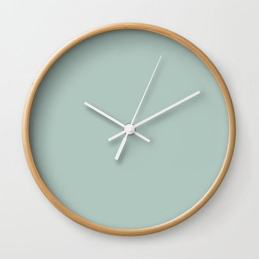 Pastel Aqua Green Solid Color Pairs PPG Glidden 2023 Trending Color Crystal Oasis PPG1138-3 Wall Clock