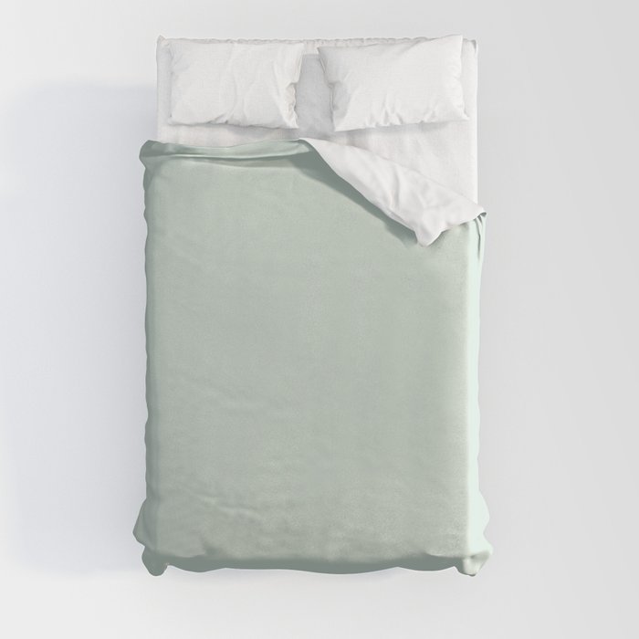 Pastel Aquamarine Green Solid Color Pairs PPG 2023 Trending Shade Summer Breeze PPG1139-1 Duvet Cover