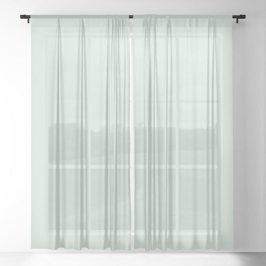 Pastel Aquamarine Green Solid Color Pairs PPG 2023 Trending Shade Summer Breeze PPG1139-1 Sheer Curtain