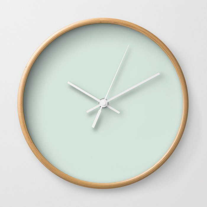 Pastel Aquamarine Green Solid Color Pairs PPG 2023 Trending Shade Summer Breeze PPG1139-1 Wall Clock
