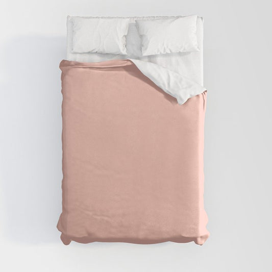 Pastel Pink Solid Color Dunn & Edwards 2023 Trending Color Peach Fuzz DE5142 Life in Poetry Collection Duvet