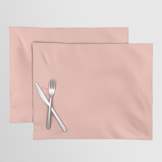Pastel Pink Solid Color Dunn & Edwards 2023 Trending Color Peach Fuzz DE5142 Life in Poetry Collection Placemat Sets