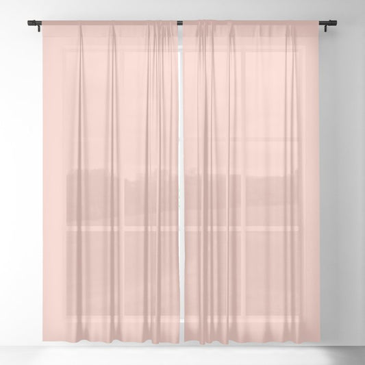 Pastel Pink Solid Color Dunn & Edwards 2023 Trending Color Peach Fuzz DE5142 Life in Poetry Collection Sheer Curtains