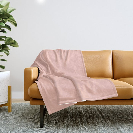 Pastel Pink Solid Color Dunn & Edwards 2023 Trending Color Peach Fuzz DE5142 Life in Poetry Collection Throw Blanket