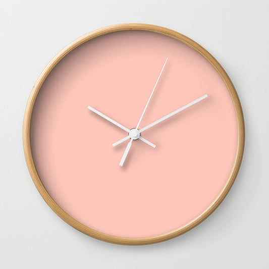 Pastel Pink Solid Color Dunn & Edwards 2023 Trending Color Peach Fuzz DE5142 Life in Poetry Collection Wall Clock