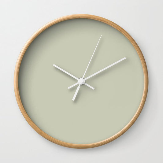 Pastel Sage Green Solid Color Pairs PPG 2023 Trending Shade Whispering Pine PPG1125-3 Wall Clock