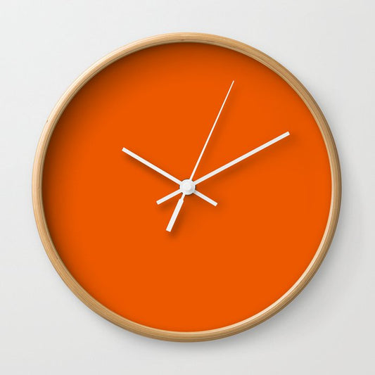 Persimmon Orange Solid Color Popular Hues Patternless Shades of Orange - Hex Value #EC5800 Wall Clock