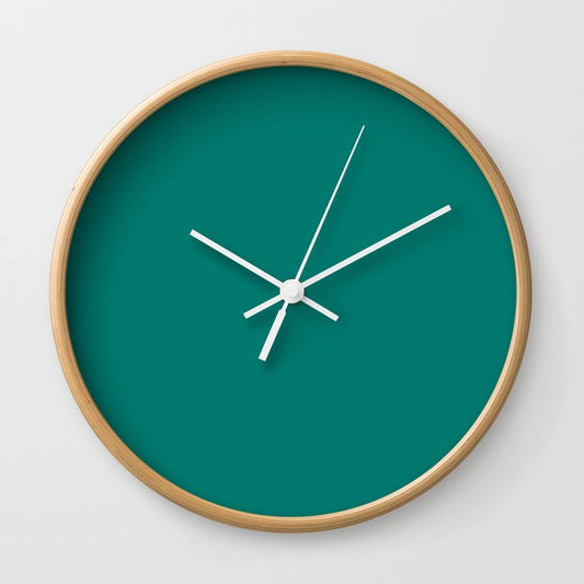 Pine Green Solid Color Popular Hues Patternless Shades of Green Collection - Hex Value #01796F Wall Clock