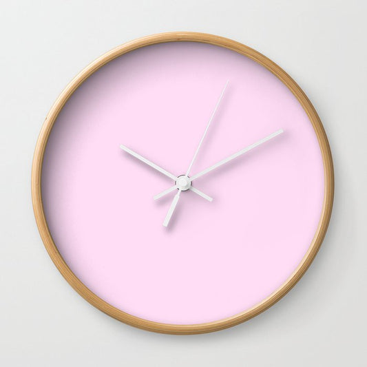 Pink Lace Solid Color Popular Hues - Patternless Shades of Pink Collection - Hex Value #FFDDF4 Wall Clock