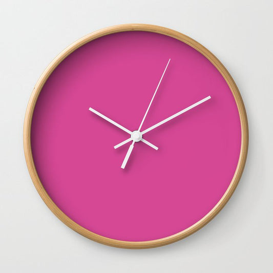 Pink Pantone Solid Color Popular Hues - Patternless Shades of Pink Collection - Hex Value #D74894 Wall Clock
