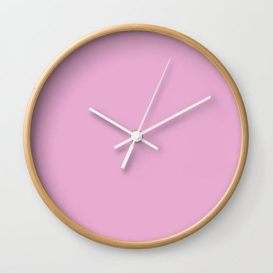 Pink Pearl Solid Color Popular Hues - Patternless Shades of Pink Collection - Hex Value #E7ACCF Wall Clock