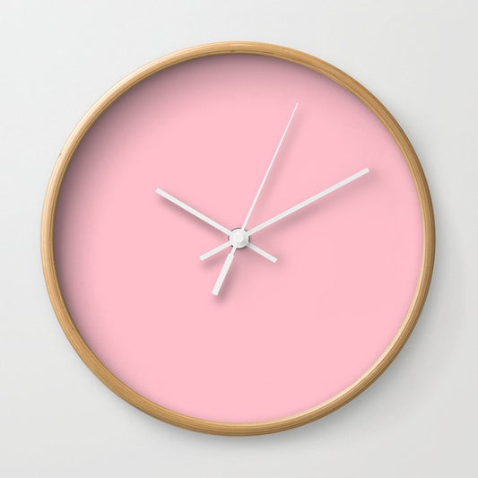 Pink Solid Color Popular Hues - Patternless Shades of Pink Collection - Hex Value FFC0CB Wall Clock