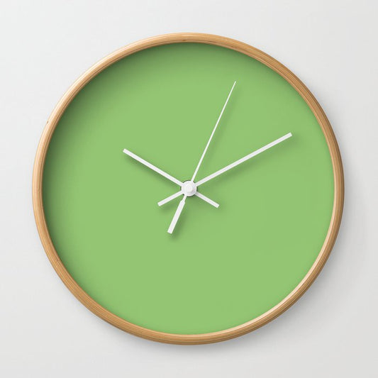 Pistachio Green Solid Color Popular Hues Patternless Shades of Green Collection - Hex Value #93C572 Wall Clock