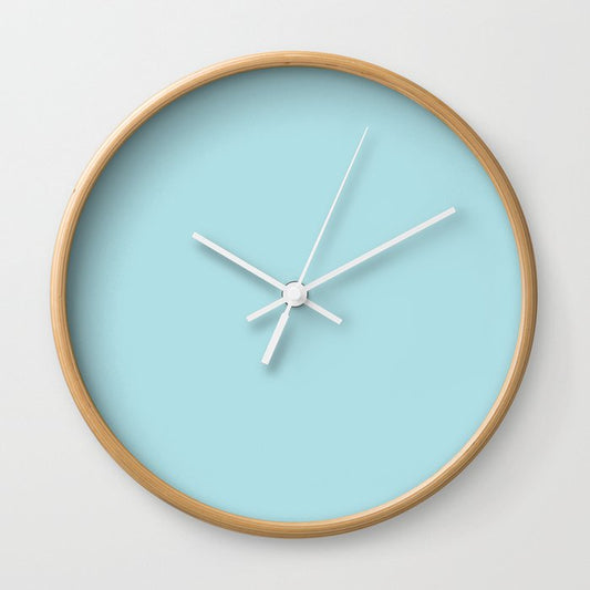Powder Blue Solid Color Popular Hues Patternless Shades of Blue Collection - Hex #B0E0E6 Wall Clock
