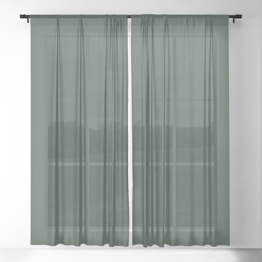 PPG Glidden Pine Forest (Dark Hunter Green) PPG1134-7 Solid Color Sheer Curtain