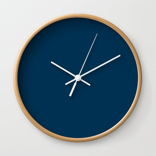 Prussian Blue Solid Color Popular Hues Patternless Shades of Blue Collection - Hex #003153 Wall Clock
