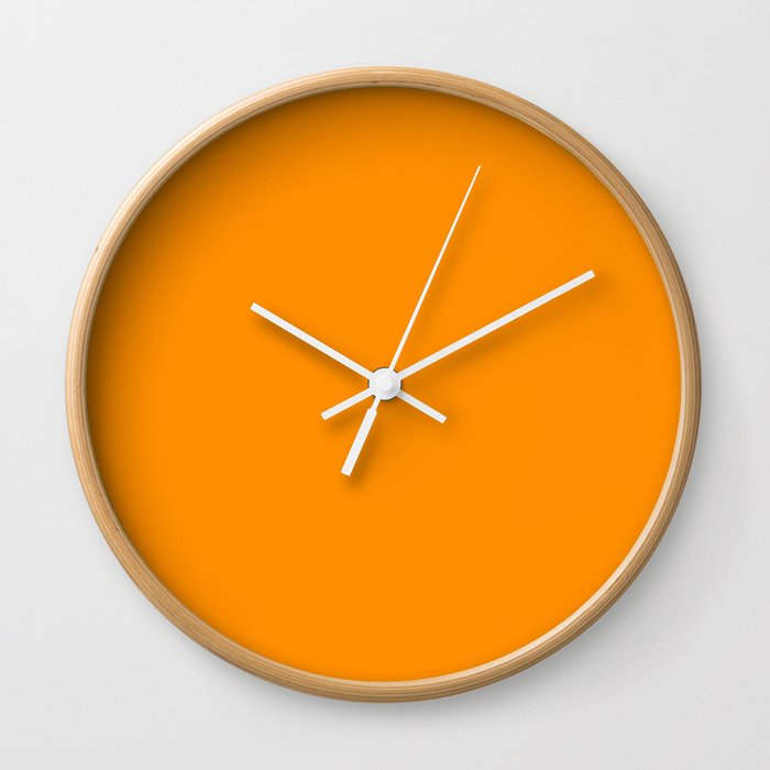 PU University Orange Solid Color Popular Hues Patternless Shades of Orange - Hex Value #FF8F00 Wall Clock